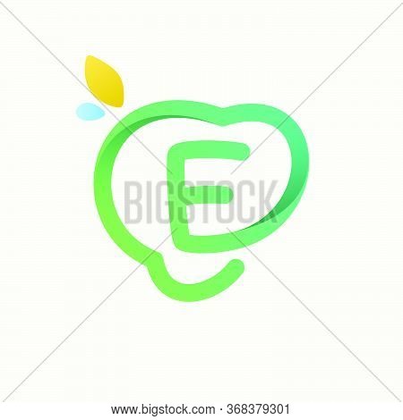E Letter Green Line Logo. Vector Icon Perfect For Ecology Labels, Environment Posters And Agricultur