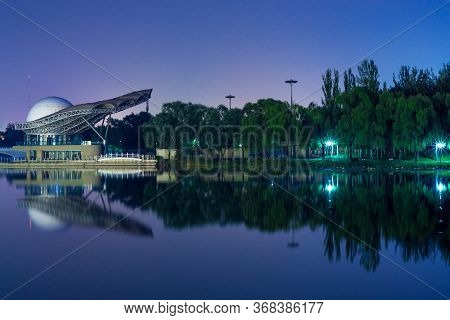 Beijing / China - October 3, 2015: Night View Of Chaoyang Park, Largest Park In Beijing, China