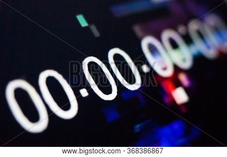 Zeroes On The Abstract Glitch Background. Timecode (time Code). Timer. Beginning. Glitch Art. Digita