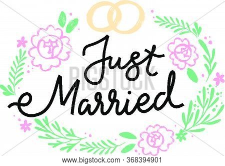 Just Married Hand Drawn Vector Phrase