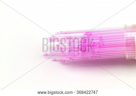 Close Up  Capillary Tube , Medical Equipment On White Background,selective Focus.