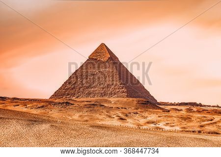 The Great Pyramid Of Khafre In Giza Plateau. Cairo, Egypt