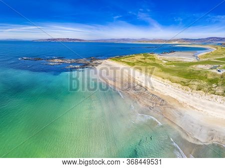 Aerial View Of Carrickfad And Cashelgolan Beach, Castlegoland, By Portnoo In County Donegal - Irelan