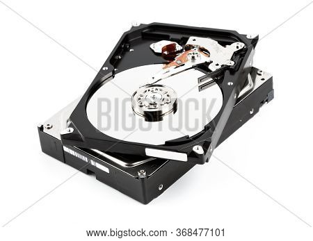 Hard Drive Isolated On White Background. Hdd. Major Components Of A 3.5-inch Sata Hard Disk Drive: P