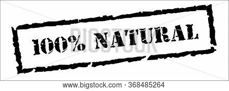 100 Natural, Black Stamp Inscription On White Background.