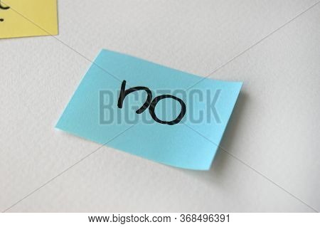 Photo One Stickers With The Phrase No On A White Background. Blue Self-adhesive Stickers.