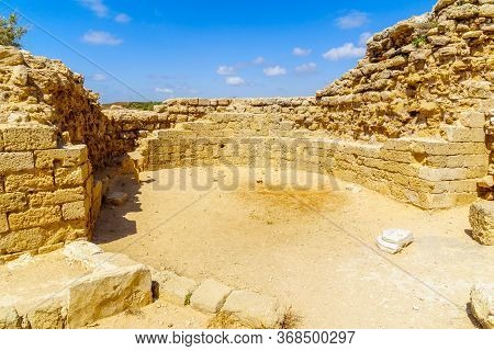 View Of The Keep Of The Crusader Fortress, In Apollonia National Park (tel Arsuf), Herzliya, Israel