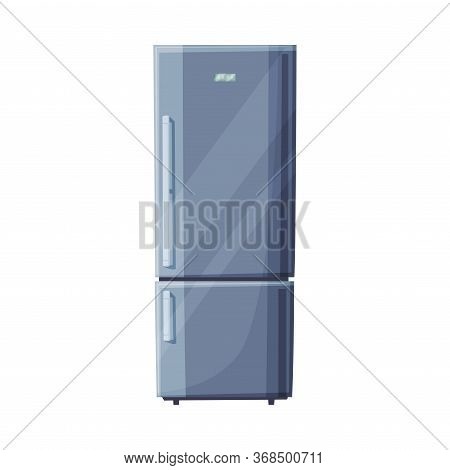 Gray Refrigerator Household Kitchen Appliance Flat Style Vector Illustration On White Background