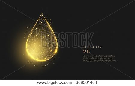 Abstract Low Poly Falling Golden Oil Drop.