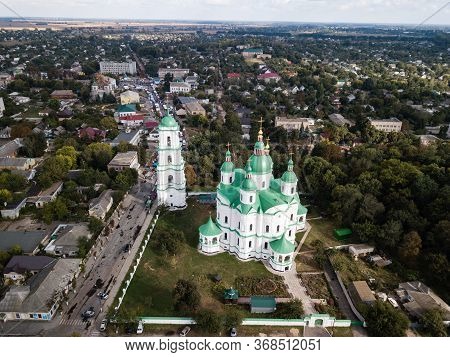 Aerail View To Cathedral Nativity Blessed Virgin In Kozelets, Chernihiv Region, Ukraine
