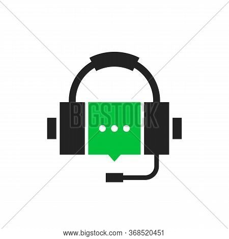 Abstract Hotline Logo With Buble. Cartoon Flat Trend Modern Crm System Info Logotype Graphic Art Des