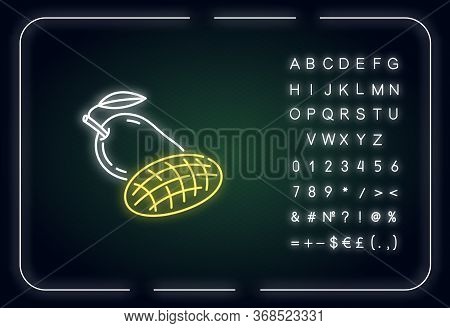 Mango Fruit Neon Light Icon. National Indian Fruit. Fresh Tropical Food. Agricultural Production. Ou