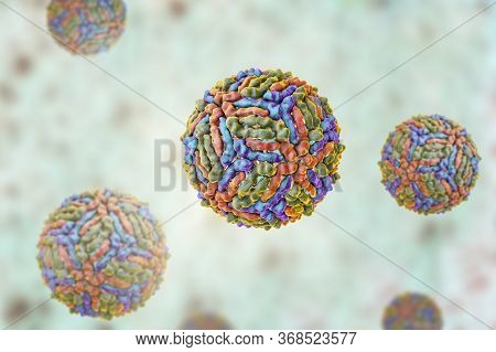 West Nile Virus, Wnv, 3d Illustration. A Virus That Is Transmitted By Mosquito And Causes West Nile 