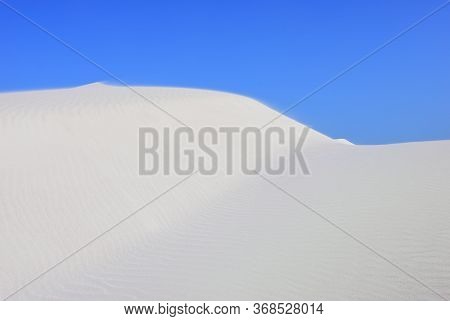 Big White Sand Dunes At Aomak Beach At Sunset, Socotra Island, Yemen. The Protected Area Of Aomak Be