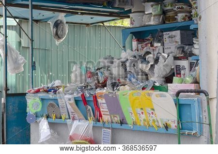 Odessa, Ukraine - May 27, 2020: Trade In Kitchen Utensils In The Local Market. A Street Market Count