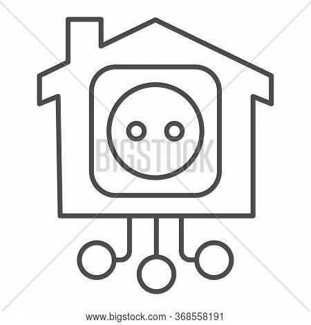 Electric Socket In Smart House Thin Line Icon, Smart Home Concept, Technology Sign On White Backgrou