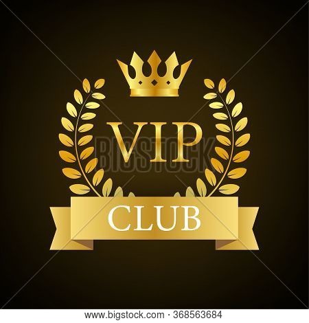 Vip Club Label On Black Background. Vector Stock Illustration.