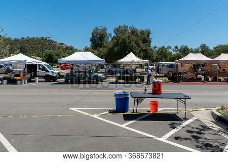 Poway Farmer Market With Social Distancing During Covid-19, Poway, California, Usa. April 18th, 2020