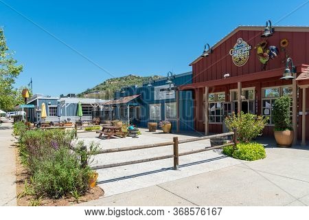 Old Poway Village Shopping Center With Shops And Restaurants, Poway, California, Usa. April 25th, 20