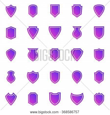 Shield Gradient Icons On White Background, Stock Vector