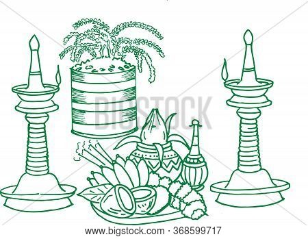 Drawing Or Sketch Of Hindu Wedding Card Design Element Outline Editable Vector Illustration. Hindu R