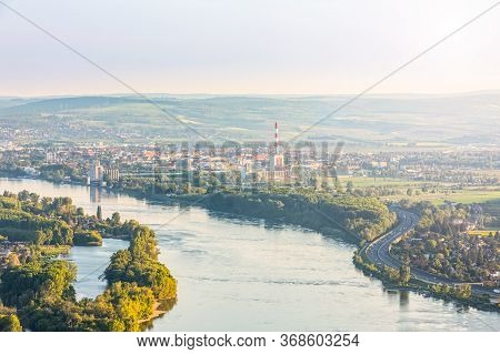 Korneuburg And The Danube River During Summer. Famous Place City In The Suburbs Of Vienna In Austria