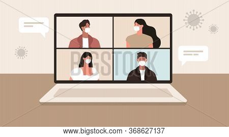 Video Call. Online Meeting. Remote Workers. Vector