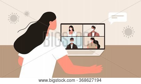 Video Call. Online Meeting. Remote Workers. Vector