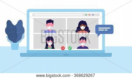 Video Call. Online Meeting. Remote Workers. Vector