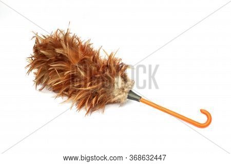 Feather Duster For Cleaning Dust Isolated On White Background.