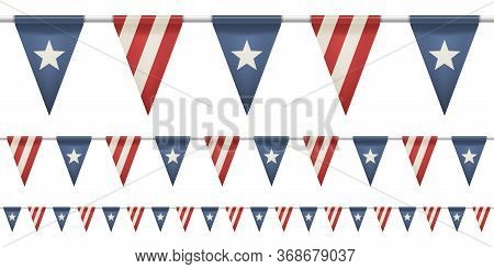 Straight Garland With Flags. Design Elements For 4th Of July, Memorial Day, Presidential Election. S