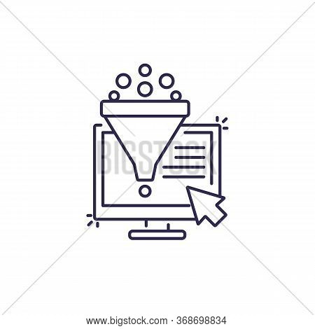 Conversion Rate Optimization, Sales Funnel, Digital Marketing Line Icon, Eps 10 File, Easy To Edit
