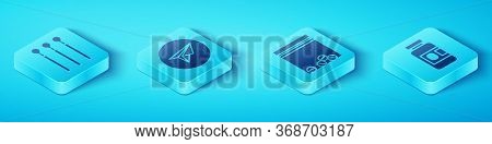 Set Isometric Matches, Messenger, Medicine Bottle And Pills And Plastic Bag Of Drug Icon. Vector.