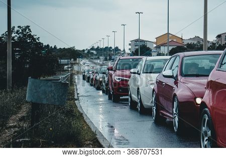 Split,croatia May 2020
Croatian Alfa Romeo Enthusiast Group Met Up And Lined Up In A Row On A Public