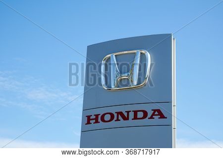 Gdansk, Poland - May 28, 2020: Honda Logo And Sign. Honda Manufactures The Most Reliable Cars In The