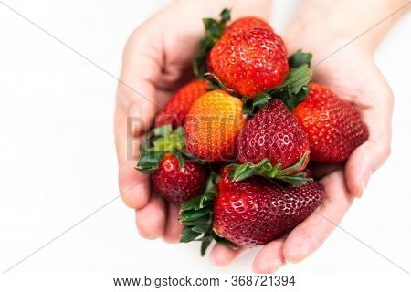 Strawberries On A White Background Isolate. Juicy Red Strawberry