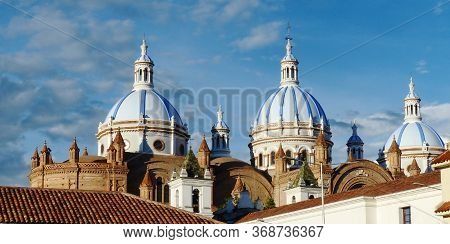 View At The Domes Of New Cathedral Or Catedral De La Inmaculada Concepción De Cuenca In Center Of Cu