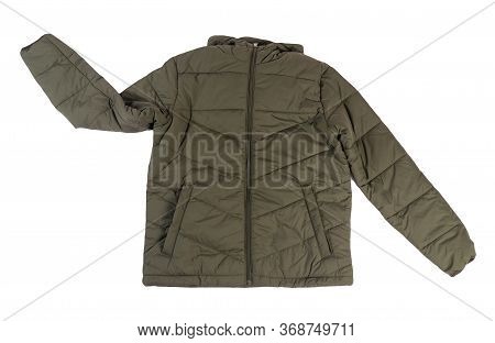 dark green jacket with hood
