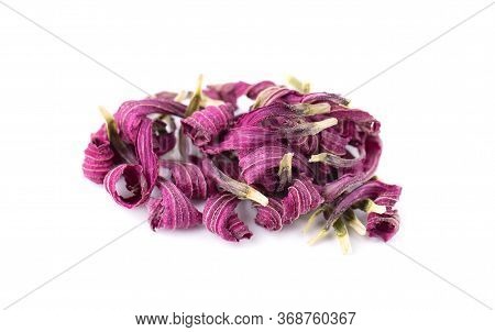 Dried Echinacea Flowers, Isolated On White Background. Petals Of Echinacea Purpurea. Medicinal Herbs