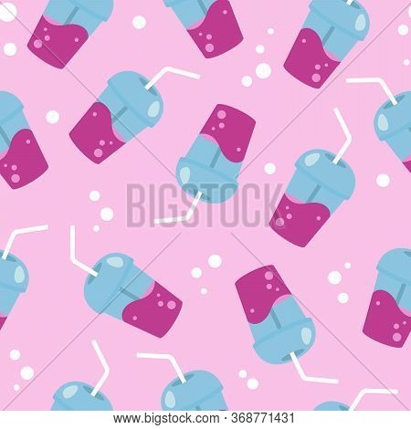 Pink Pattern, Bubble Tea Or Berry Cocktail.