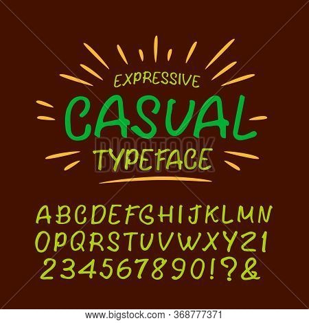 Hand Made Casual Expressive Typeface. Craft Retro Vintage Typeface Design. Fashion Type.vector Illus