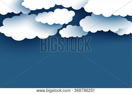 White Clouds On Blue Flat Background Design