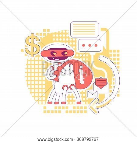 Scraper Bot Thin Line Concept Vector Illustration. Stealing Website Data And Internet Content. Bad R