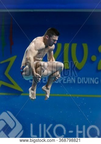 Kyiv, Ukraine - August 7, 2019: Alex Jandard Of France Performs During Mens 1m Springboard Final Of 