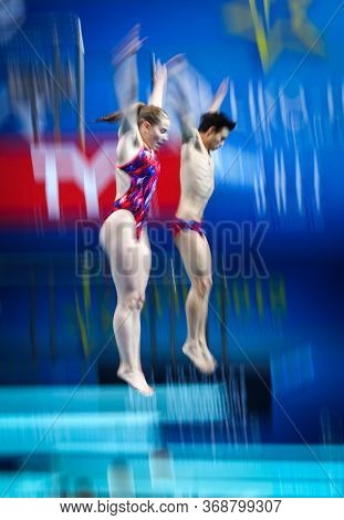 Kyiv, Ukraine - August 6, 2019: Michelle Heimberg And Jonathan Suckow Of Switzerland Perform During 