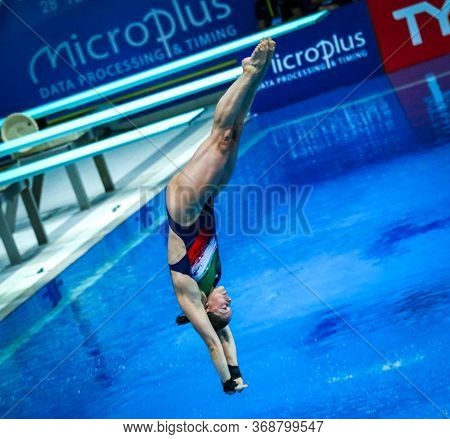 Kyiv, Ukraine - August 6, 2019: Noemi Batki Of Italy Performs During Womens 10m Platform Final Of Th