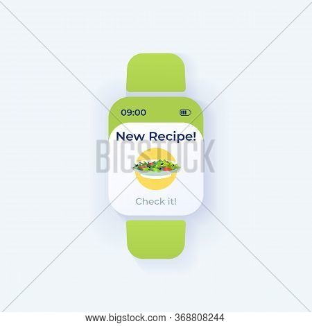 Daily Recipe Smartwatch Interface Vector Template. Mobile App Notification Day Mode Design. Breakfas