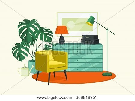 Scandinavian Style Interior Flat Vector Illustration Fragment