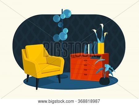 Scandinavian Style Interior Flat Vector Colorful Illustration Fragment