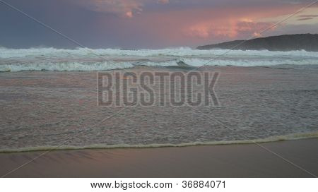 Puesta del sol en una playa